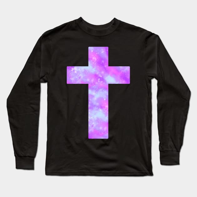 Pastel Nebula Cross Long Sleeve T-Shirt by BonBonBunny